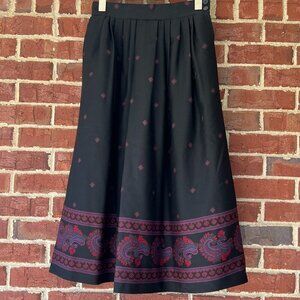 Norm Thompson Midi Skirt Pleated Flare Paisley Multi Color Vintage USA Size 6
